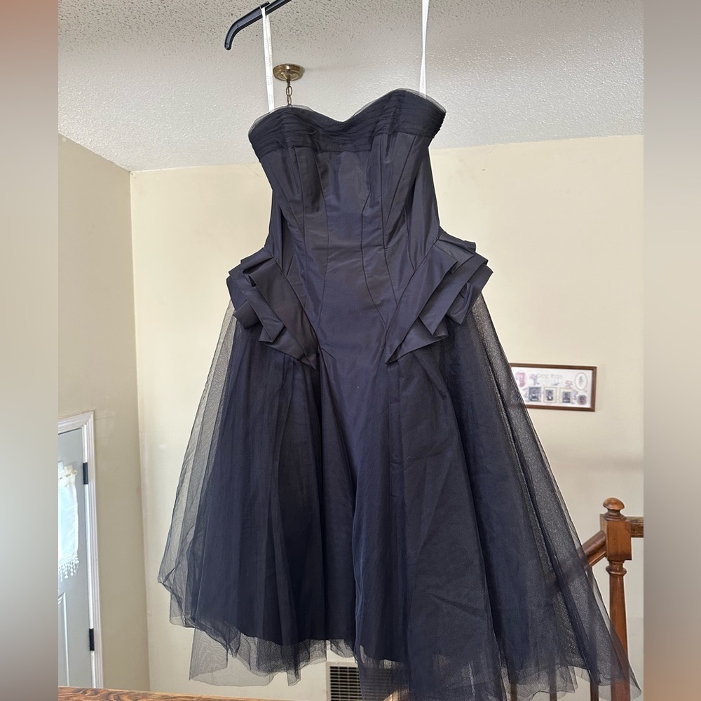 Zac Posen Black Ruffled Tiered Gown with Sweetheart Neckline for Prom